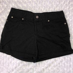 High waist black denim shorts